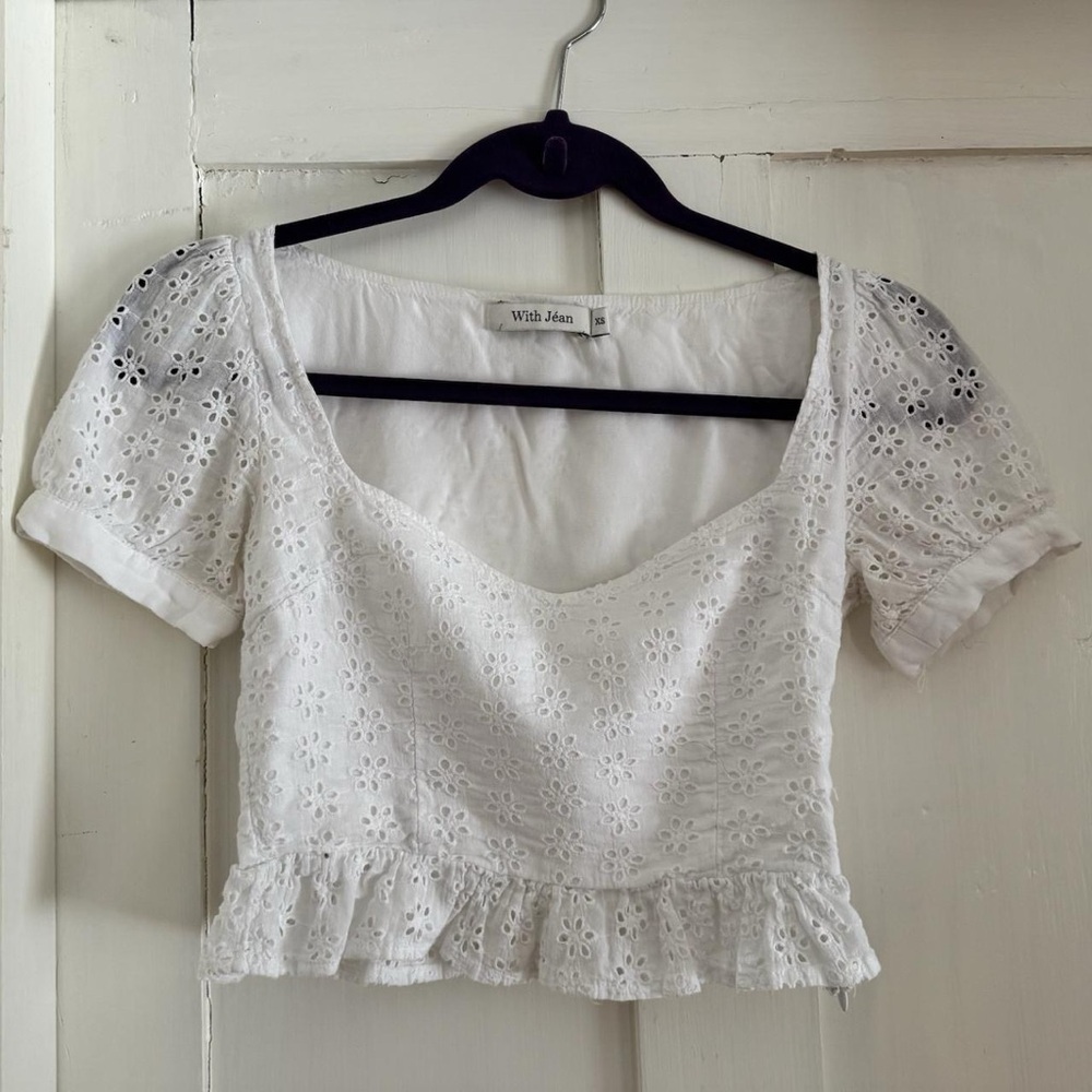 With Jean White Eyelet Blouse